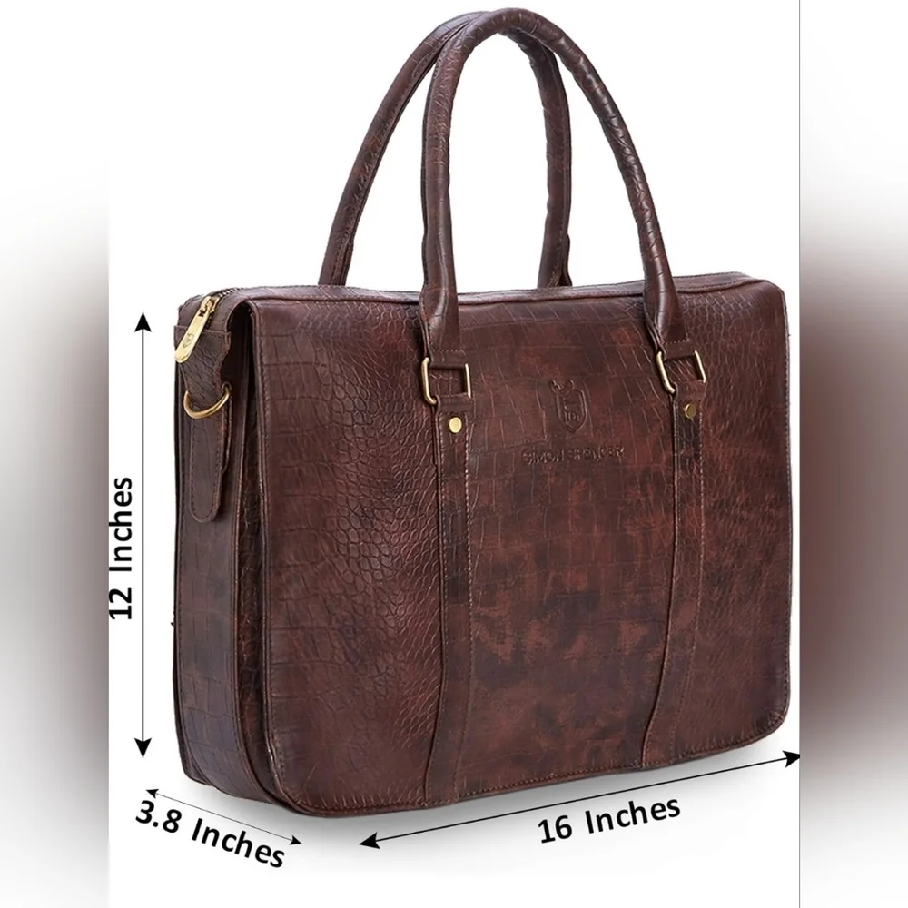 Simon Spencer Brown Handcrafted Winchester Briefcase Bag